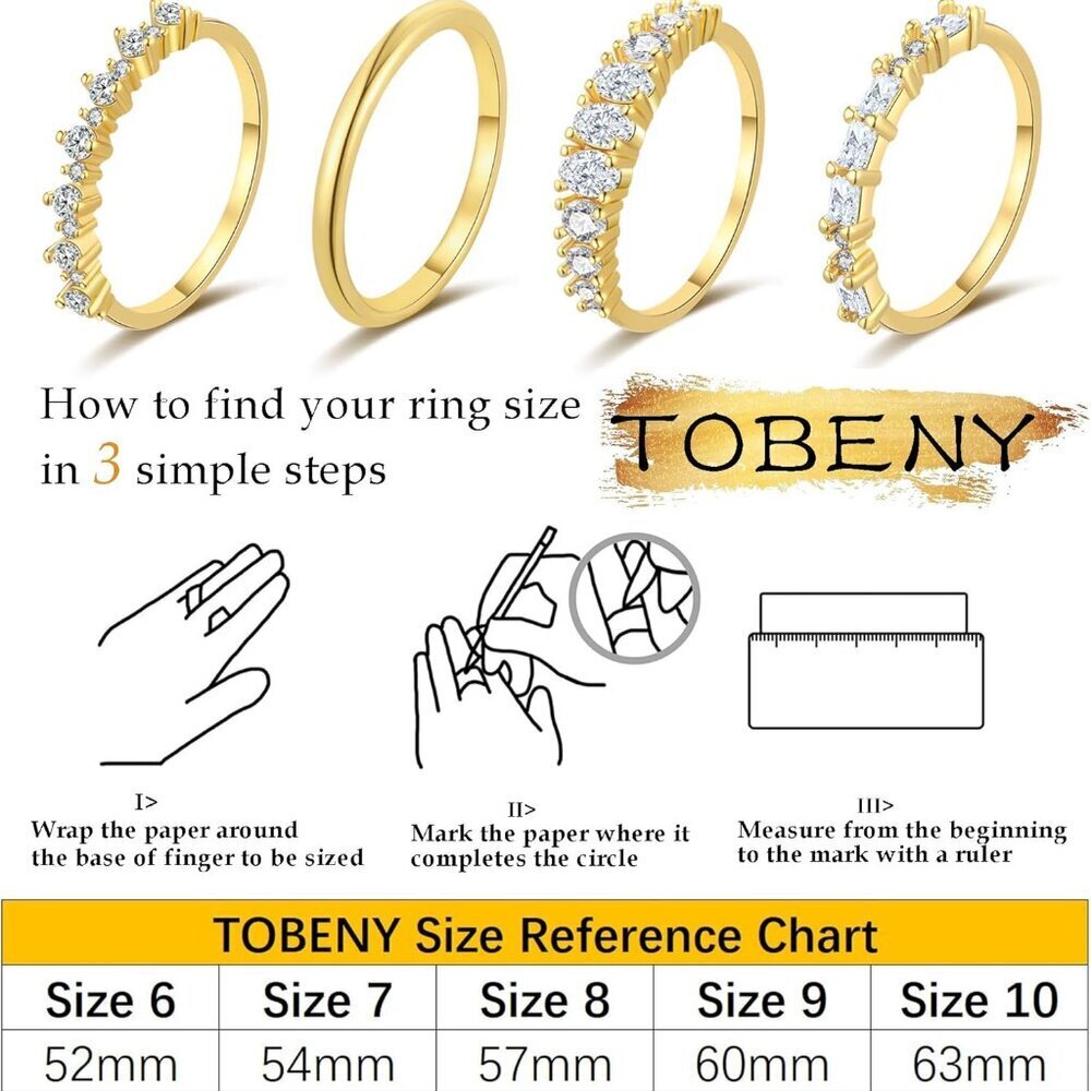 Stackable Gold Rings for Women Non Tarnish Dainty 14K Gold Plated Stacking Cubic - Picture 6 of 6